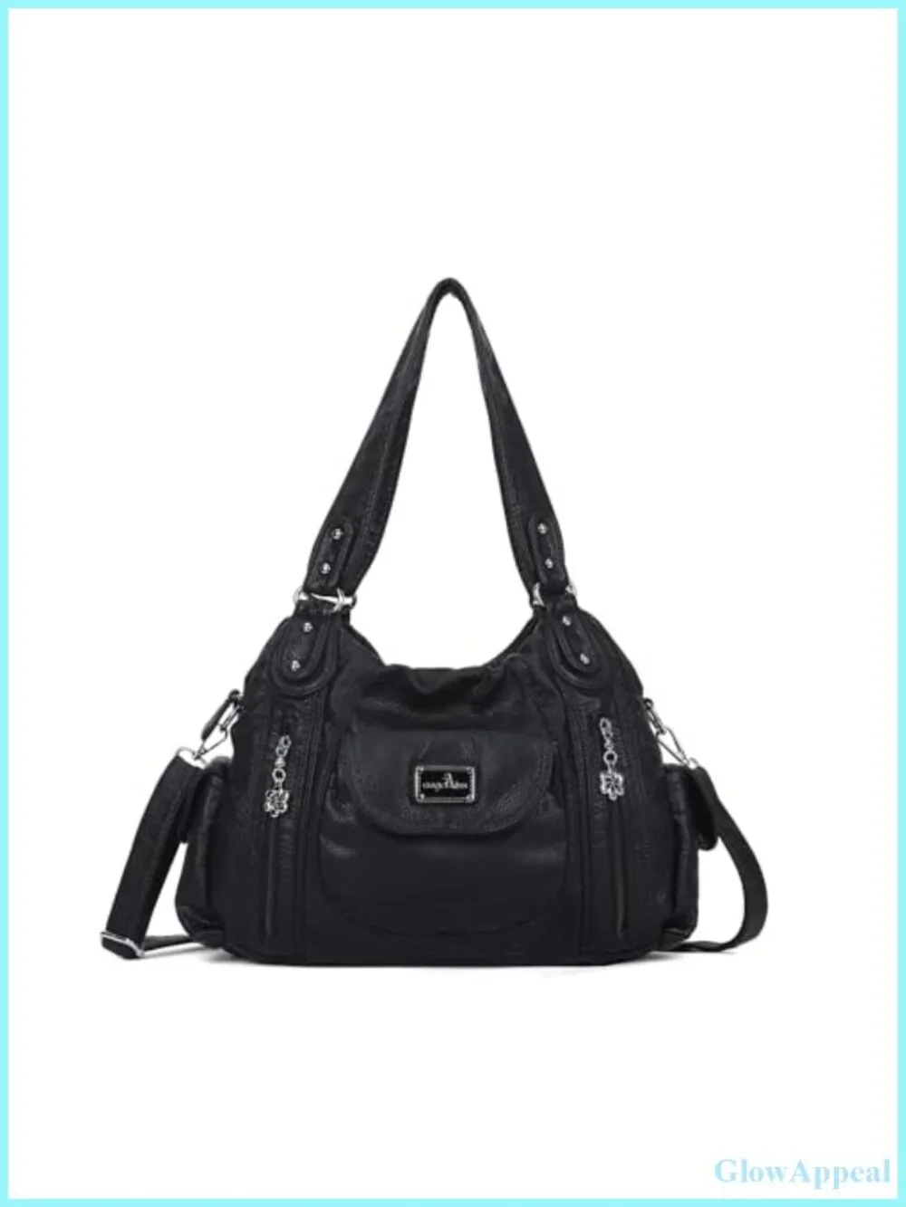 Large Faux Leather Hobo Tote Purse with Multiple Pockets, Adjustable Strap